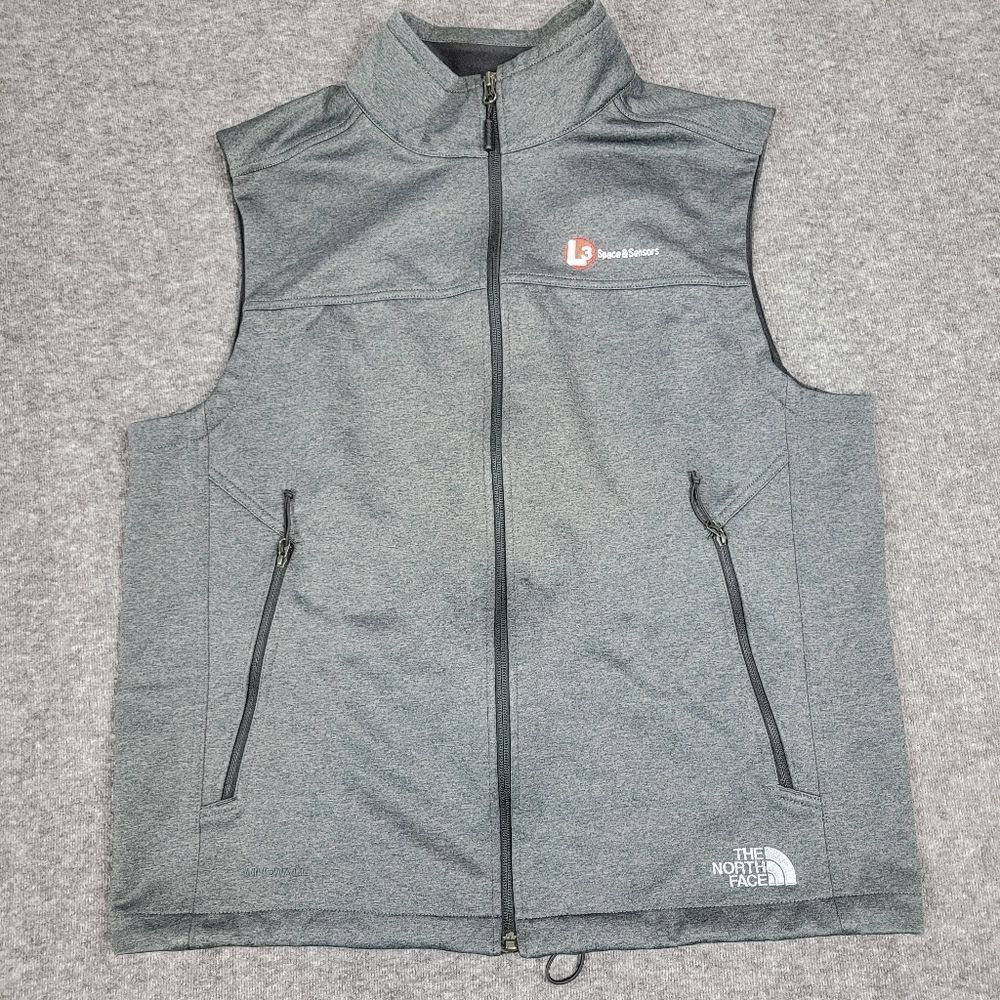 The North Face Vest Windwall Men"s Size L Gray Heather  Full Zipper Pockets Good